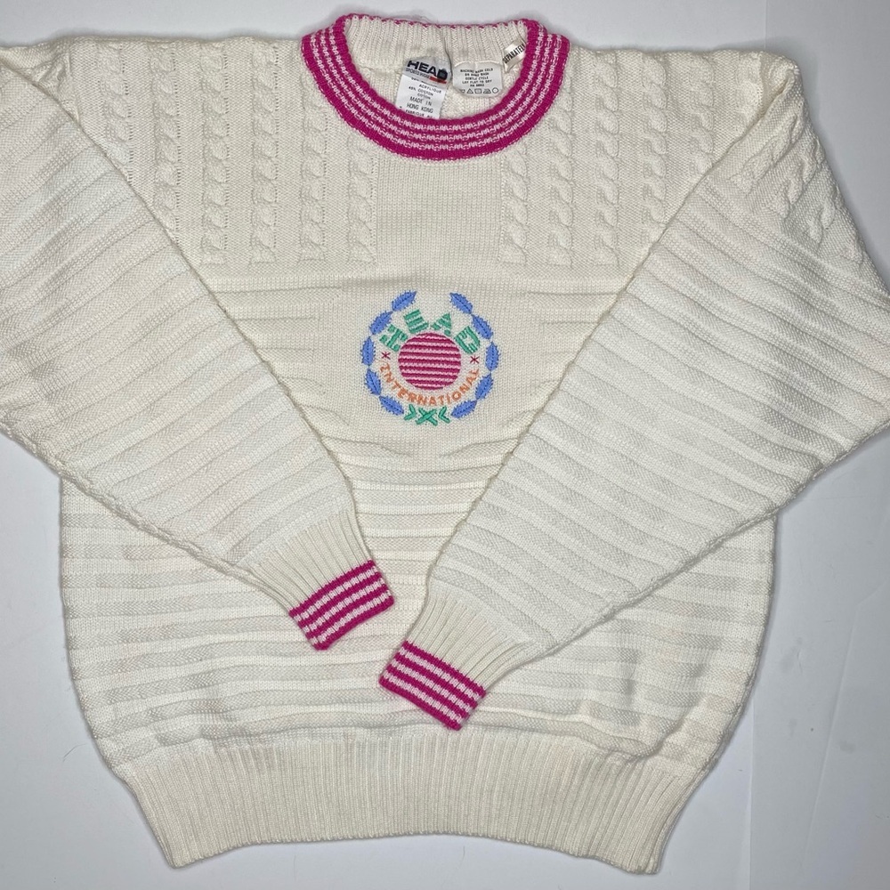 Rare Vintage Head International Preppy Collegiate Tennis 1990 Sweater Sz Sm